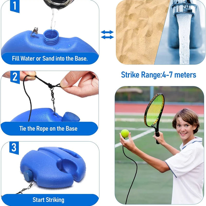 Self-Rebound Tennis Trainer with Heavy-Duty Base